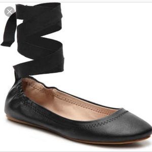 Black ballet flats with extra ribbon